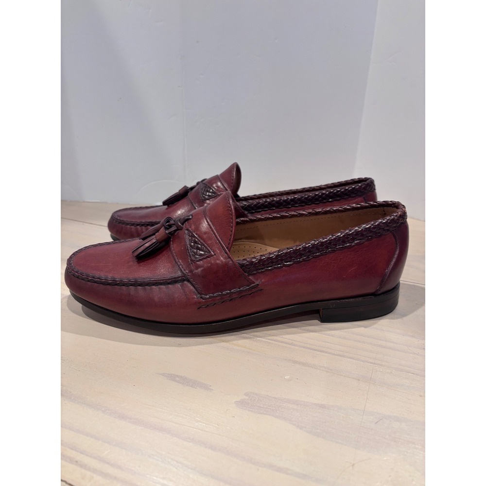 Allen Edmonds Maxfield Burgundy Leather Tassel Loafers Mens 10.5 EEE Extra Wide